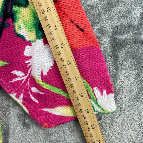 Chicos Sweater 3 / XL Pink Floral Tropical Knit Top Pullover Art to Wear Beachy - Picture 8 of 9